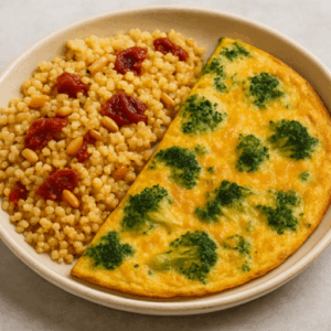Omelette aux brocolis et au cheddar