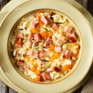 Risotto à la saucisse de Morteau et à la courges