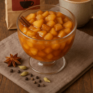 Compote de poires au thé chaï et au rhum