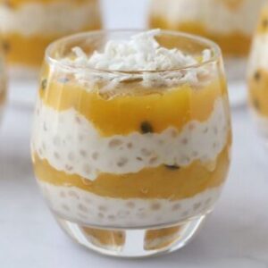 Perles du Japon au lait vanillée, compote de pomme