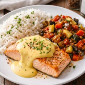 Saumon vapeur, sauce hollandaise