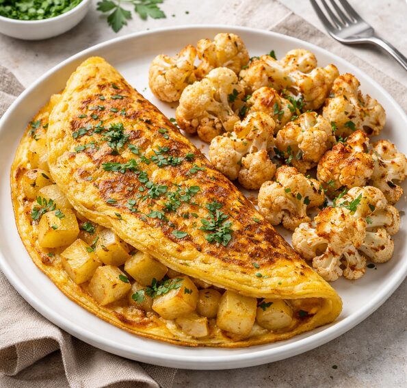 Omelette aux pommes de terre et aux oignons