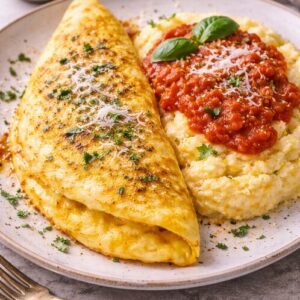 Omelette au parmesan et polenta