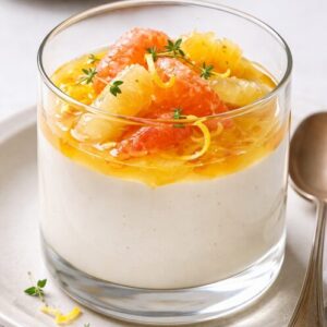 Panna cotta au yaourt , suprêmes d'agrumes