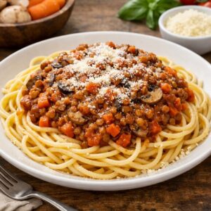 Spaghetti à la bolognaise végétarienne