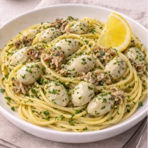 Spaghettis aux soupions en persillade