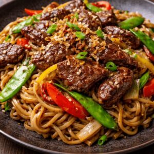 Wok de boeuf aux légumes croquants