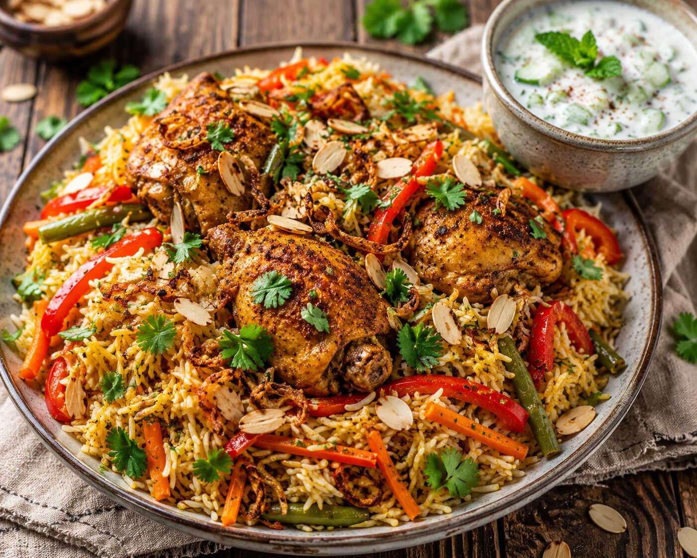 Poulet byriani et raïta maison